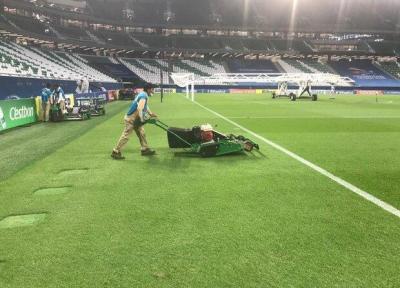 تصاویری از ترمیم چمن استادیوم قطری بعد از بازی پرسپولیس